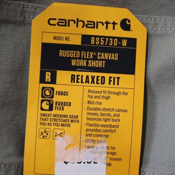 Carhartt Rugged Flex Canvass Work Short Womens Gray Khaki Hiking Walking Shorts - Picture 11 of 15